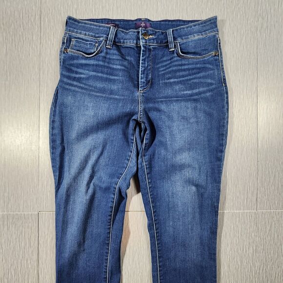NYDJ Jeans Alina Legging Denim Jeans Womens Size 12 Blue Mid Rise Straight Leg - Picture 3 of 10